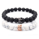 8mm Natural Stone King Queen Couple Bracelet