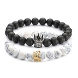 8mm Natural Stone King Queen Couple Bracelet