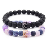 8mm Natural Stone King Queen Couple Bracelet