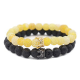 8mm Natural Stone King Queen Couple Bracelet