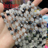 8mm Faceted Rutilated Quartz Natural Stone Beads