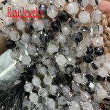 8mm Faceted Rutilated Quartz Natural Stone Beads