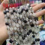 8mm Faceted Rutilated Quartz Natural Stone Beads