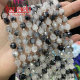 8mm Faceted Rutilated Quartz Natural Stone Beads