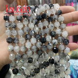 8mm Faceted Rutilated Quartz Natural Stone Beads