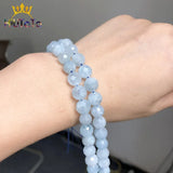 8mm Faceted Aquamarines Natural Stone Beads