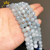 8mm Faceted Aquamarines Natural Stone Beads