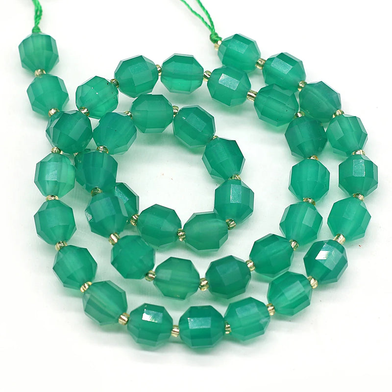 8mm Green Agate Faceted Loose Beads for Jewelry Making