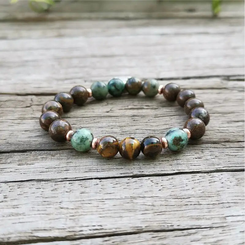 8mm African Turquoise Bronzite Buddha JapaMa Bracelet