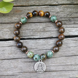 8mm African Turquoise Bronzite Buddha JapaMa Bracelet