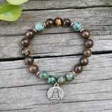 8mm African Turquoise Bronzite Buddha JapaMa Bracelet