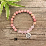 8mm Rhodrochrosite Rose Quartz Buddha Prayer Bracelet