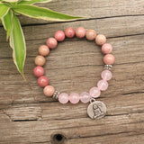8mm Rhodrochrosite Rose Quartz Buddha Prayer Bracelet