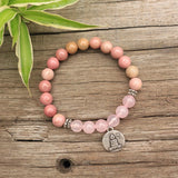 8mm Rhodrochrosite Rose Quartz Buddha Prayer Bracelet
