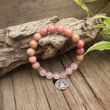 8mm Rhodrochrosite Rose Quartz Buddha Prayer Bracelet