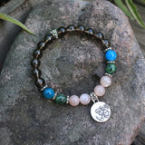8mm Natural Stone Beads Prayer Bracelet Smokey Quartz Apatite