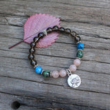 8mm Natural Stone Beads Prayer Bracelet Smokey Quartz Apatite