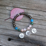 8mm Natural Stone Beads Prayer Bracelet Smokey Quartz Apatite