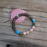 8mm Natural Stone Beads Prayer Bracelet Smokey Quartz Apatite