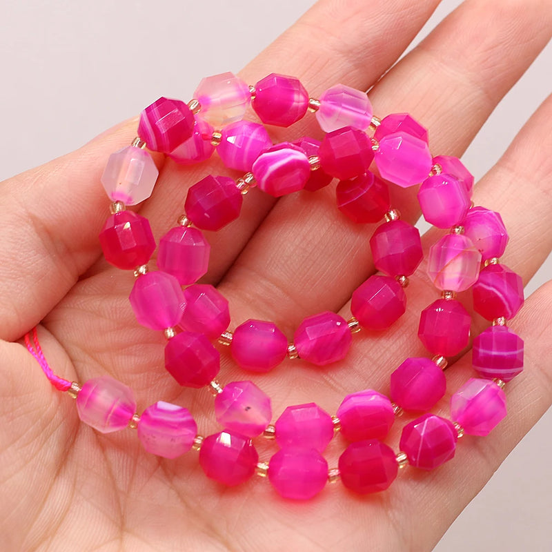 8mm Red Agate Roundle Faceted Spacer Beads for Jewelry Making