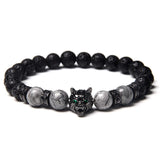 8mm Natural Stone Beads Wolf Bracelet Beaded Braclets Bileklik Erkek