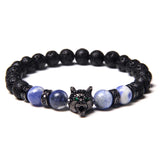 8mm Natural Stone Beads Wolf Bracelet Beaded Braclets Bileklik Erkek