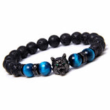 8mm Natural Stone Beads Wolf Bracelet Beaded Braclets Bileklik Erkek