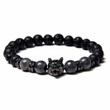 8mm Natural Stone Beads Wolf Bracelet Beaded Braclets Bileklik Erkek