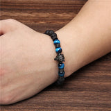8mm Natural Stone Beads Wolf Bracelet Beaded Braclets Bileklik Erkek