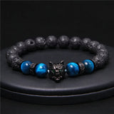 8mm Natural Stone Beads Wolf Bracelet Beaded Braclets Bileklik Erkek