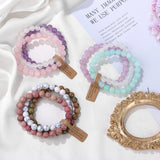 3Pcs Natural Stone Bracelet Set Rhodonite Rose Pink Quartz Moonstone Amethyst