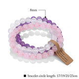 3Pcs Natural Stone Bracelet Set Rhodonite Rose Pink Quartz Moonstone Amethyst