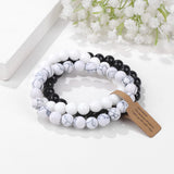 3Pcs Natural Stone Bracelet Set Rhodonite Rose Pink Quartz Moonstone Amethyst