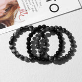 8mm Natural Stone Bracelet Sets for Couples, 3pcs/set Elastic Bangles