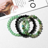 8mm Natural Stone Bracelet Sets for Couples, 3pcs/set Elastic Bangles