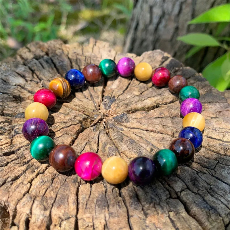 8mm Tiger Eyes Beads Buddha Bracelet for Healing