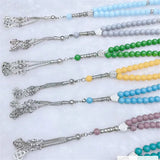 8mm Stone Agate Bead Tassel Pendant 33 Prayer Beads Islamic Tasbih Rosary