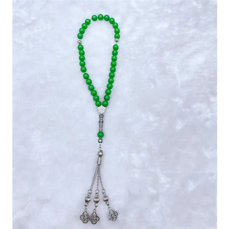 8mm Stone Agate Bead Tassel Pendant 33 Prayer Beads Islamic Tasbih Rosary