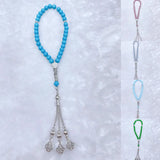 8mm Stone Agate Bead Tassel Pendant 33 Prayer Beads Islamic Tasbih Rosary