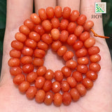 8mm Orange Faceted Stone Rondelle Spacer Beads 15'' Strand