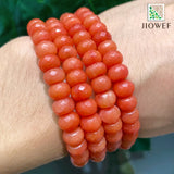 8mm Orange Faceted Stone Rondelle Spacer Beads 15'' Strand