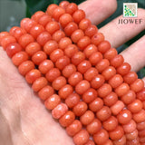 8mm Orange Faceted Stone Rondelle Spacer Beads 15'' Strand