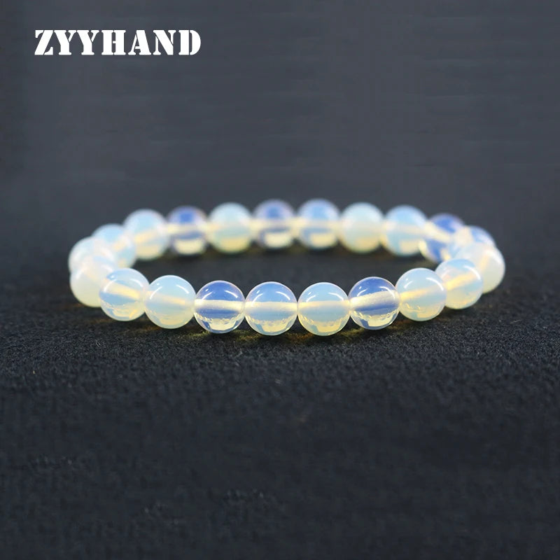 8mm Opal Women Bracelet Elastic Rope Beads Fine Jewelry