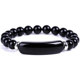 8mm Stone Bead Bracelet Pink Quartz Aventurine Agates Rose Crystal Rectangle Bar