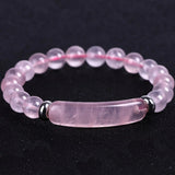 8mm Stone Bead Bracelet Pink Quartz Aventurine Agates Rose Crystal Rectangle Bar