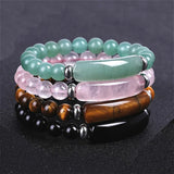 8mm Natural Stone Strand Beads Bracelet Reiki Healing Pink Quartz Aventurine Aga