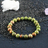 8mm Unakite Women Bracelet Casual Elastic Rope Crystal Jewelry FYBT079