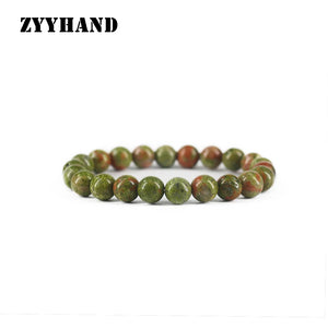 8mm Unakite Women Bracelet Casual Elastic Rope Crystal Jewelry FYBT079