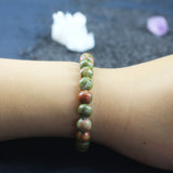 8mm Unakite Women Bracelet Casual Elastic Rope Crystal Jewelry FYBT079