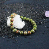8mm Unakite Women Bracelet Casual Elastic Rope Crystal Jewelry FYBT079
